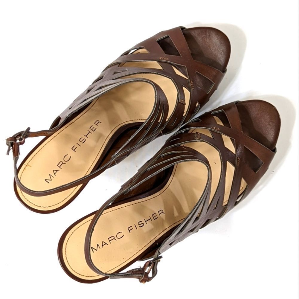 Marc Fisher Brown Strappy Heels